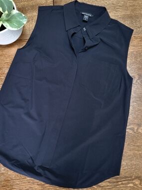 Athleta Black Sleeveless Button-Down Shirt